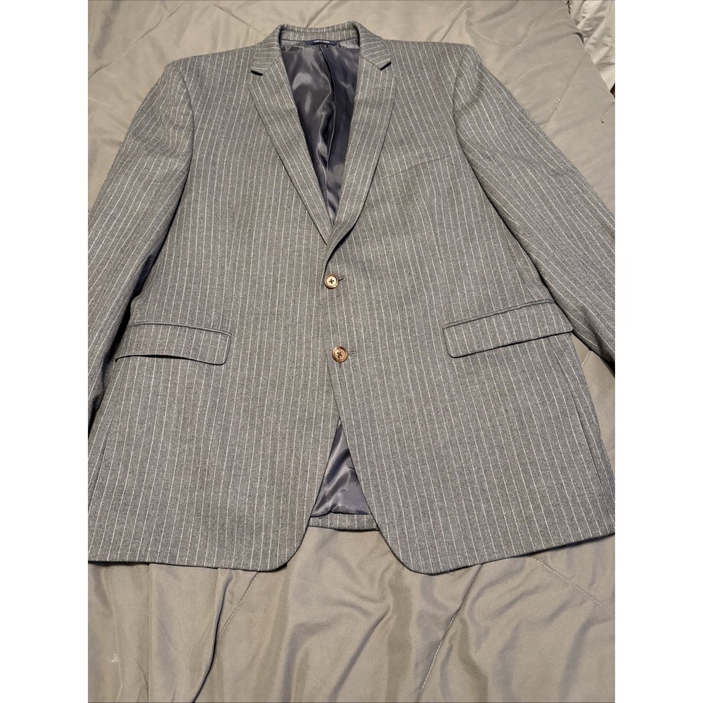 Ralph Lauren Mens Dillards‎ Sport Coat 48L Striped Black Blazer Suit Jacket